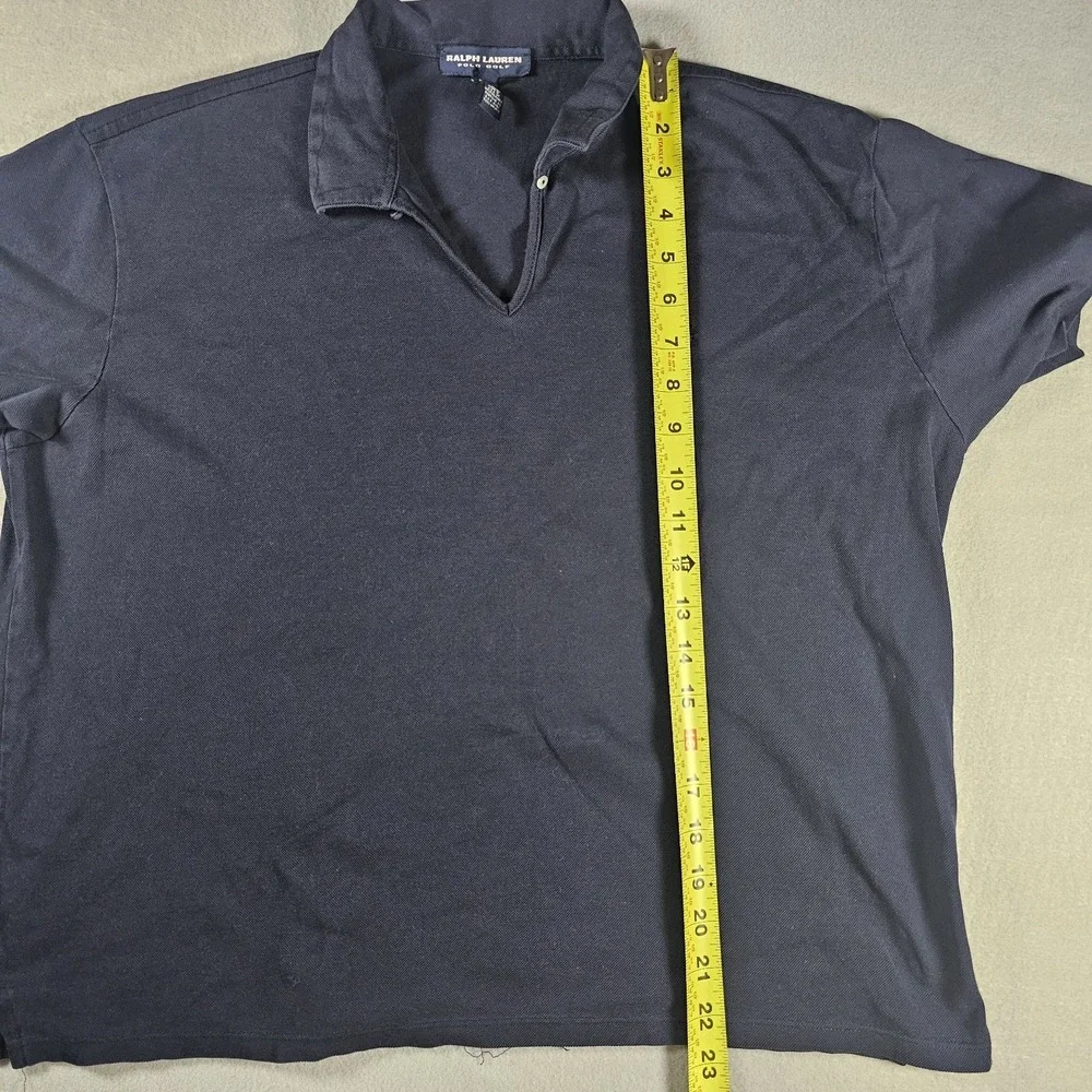 Ralph Lauren Polo Golf Shirt Women's XL Navy Blue Short Sleeve USA Made Cotton